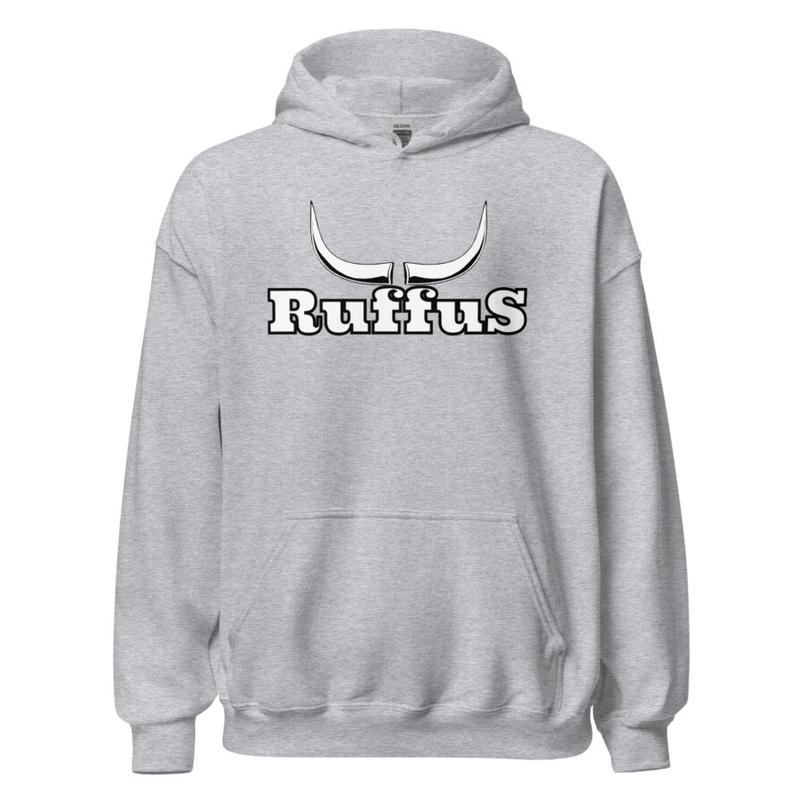 Ruffus Leisure Hoodie, branded hoodie. In grey.